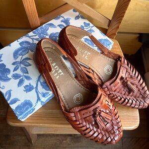 NWOT Brown Woven Leather Loafers